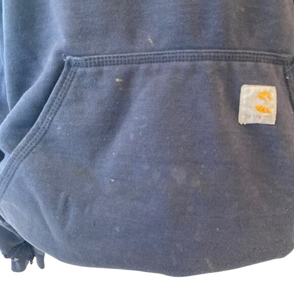 Y2K Carhartt Loose Fit Blue Distressed Thrasher Gorpcore Hoodie Size Small - Picture 7 of 15